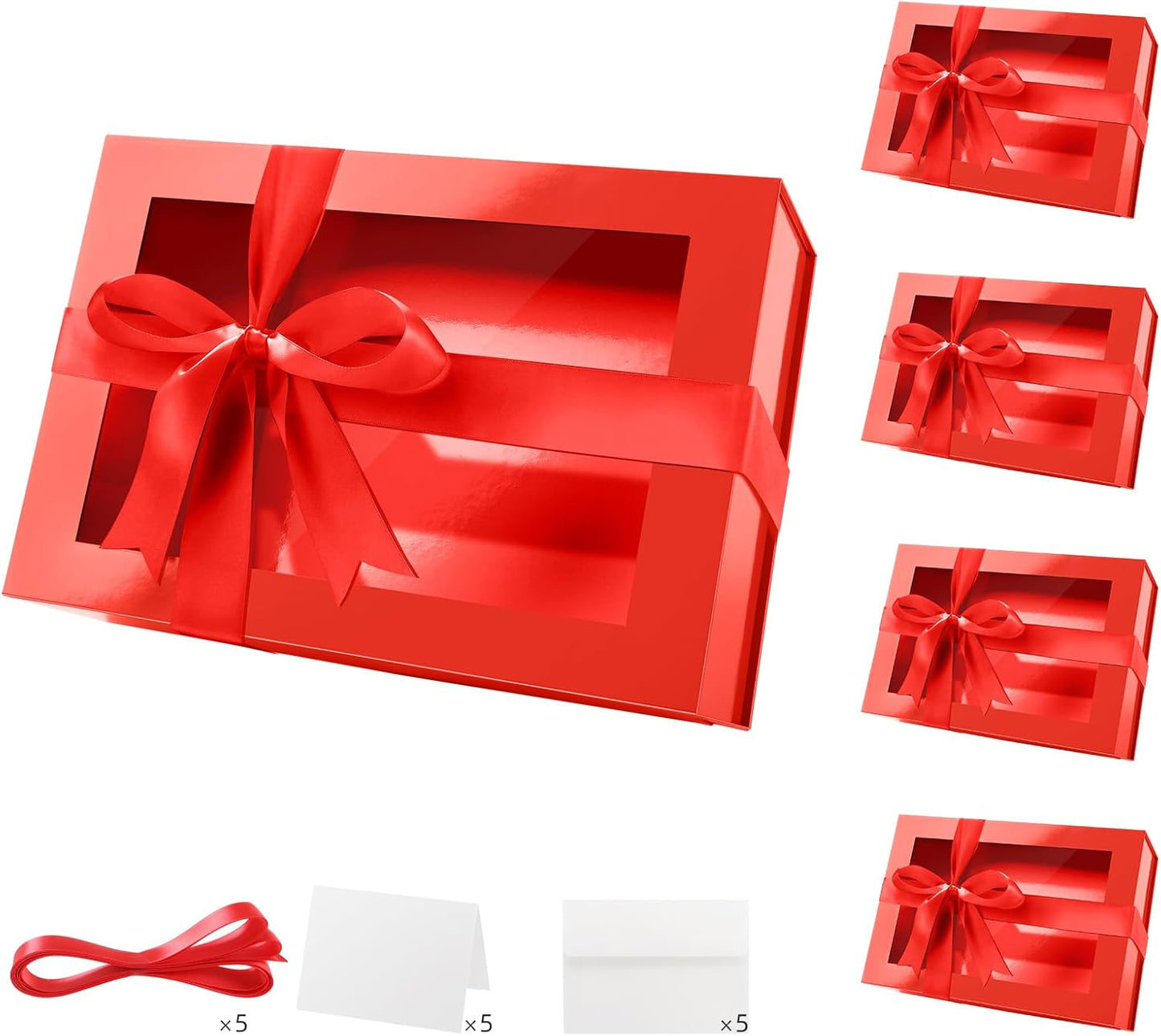 Large Red Gift Boxes with Windows for Valentine's Day Gifts