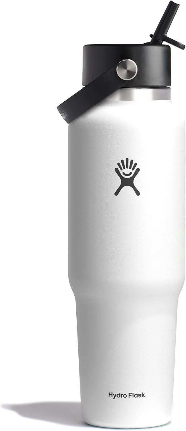Hydro Flask Travel Water Bottle - Insulated 40 Oz White Design