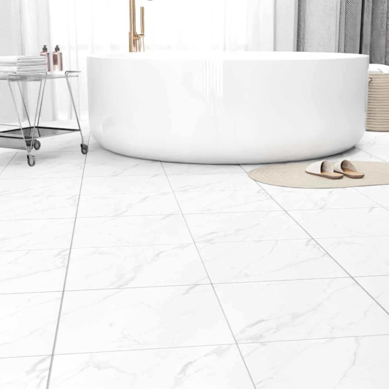 40-Pack Peel & Stick Floor Tiles for Easy DIY Home Renovation