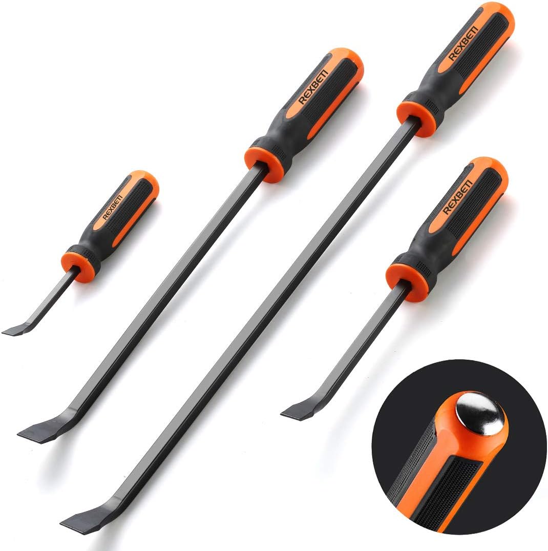 REXBETI Pry Bar Set - Heavy Duty 4-Piece Mechanic Hand Tools