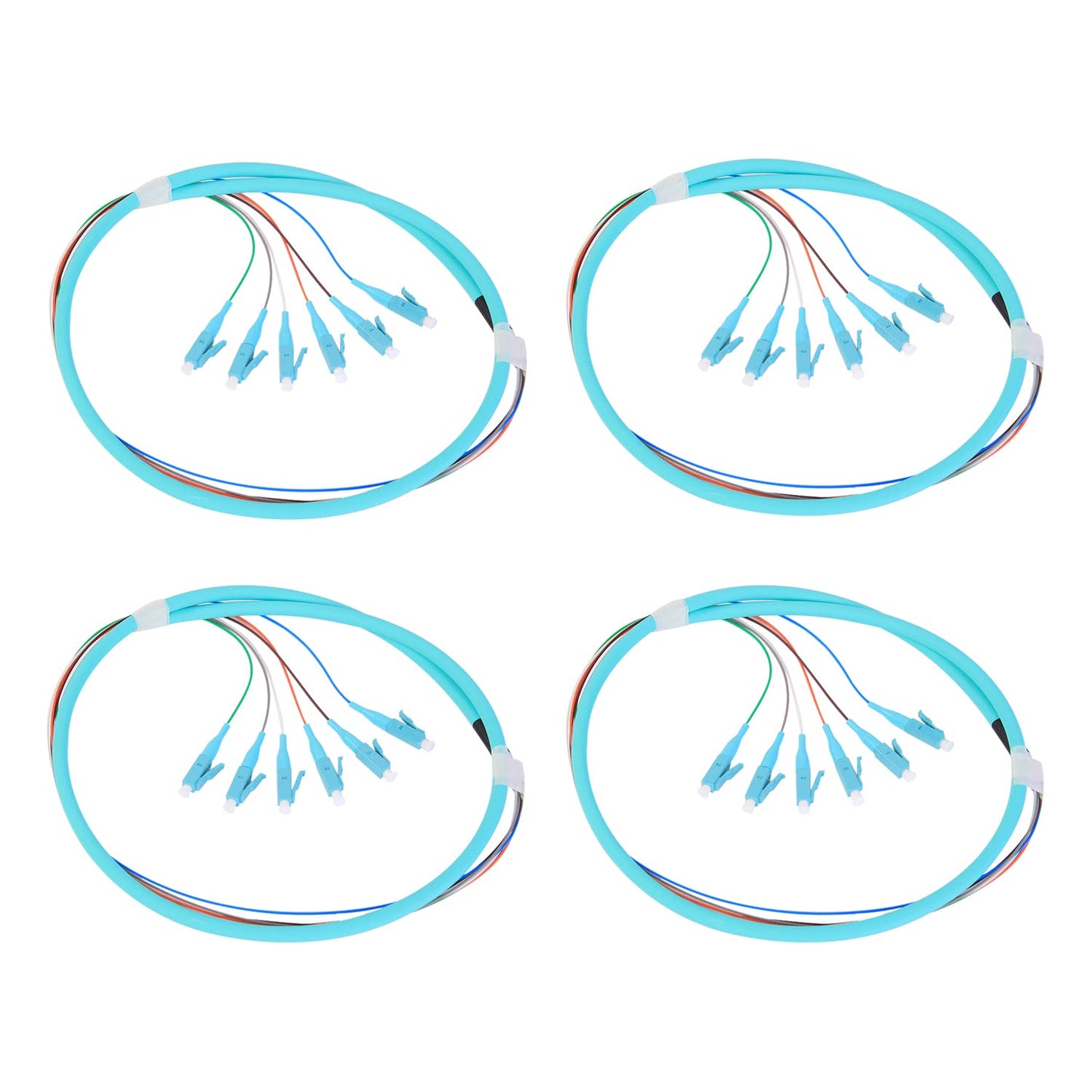 GESD 4PACK LC-OM3 6 Pigtail 6 Strand Multimode Fiber Cable