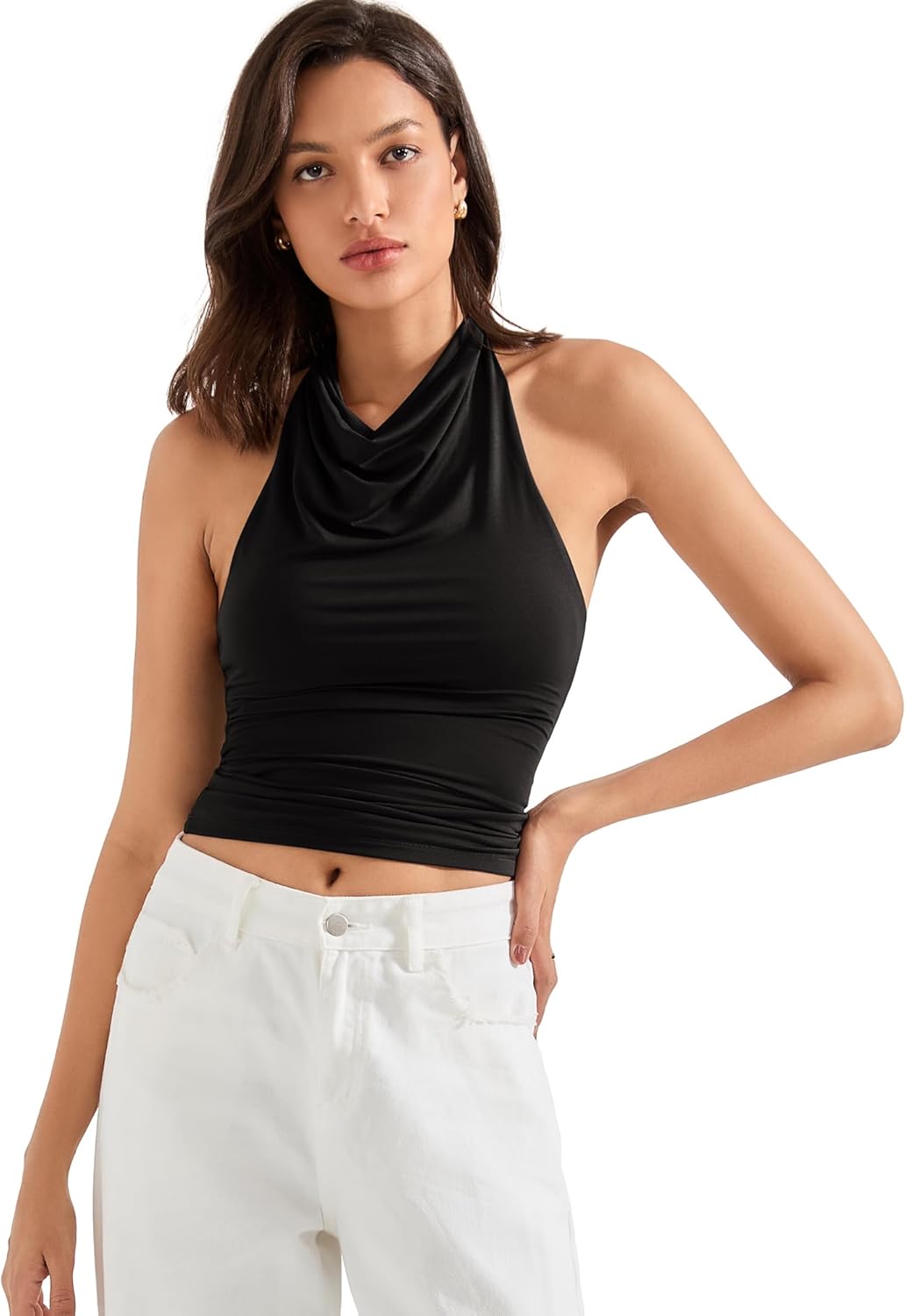 SUUKSESS Women Halter Backless Tank Tops for Summer Nights