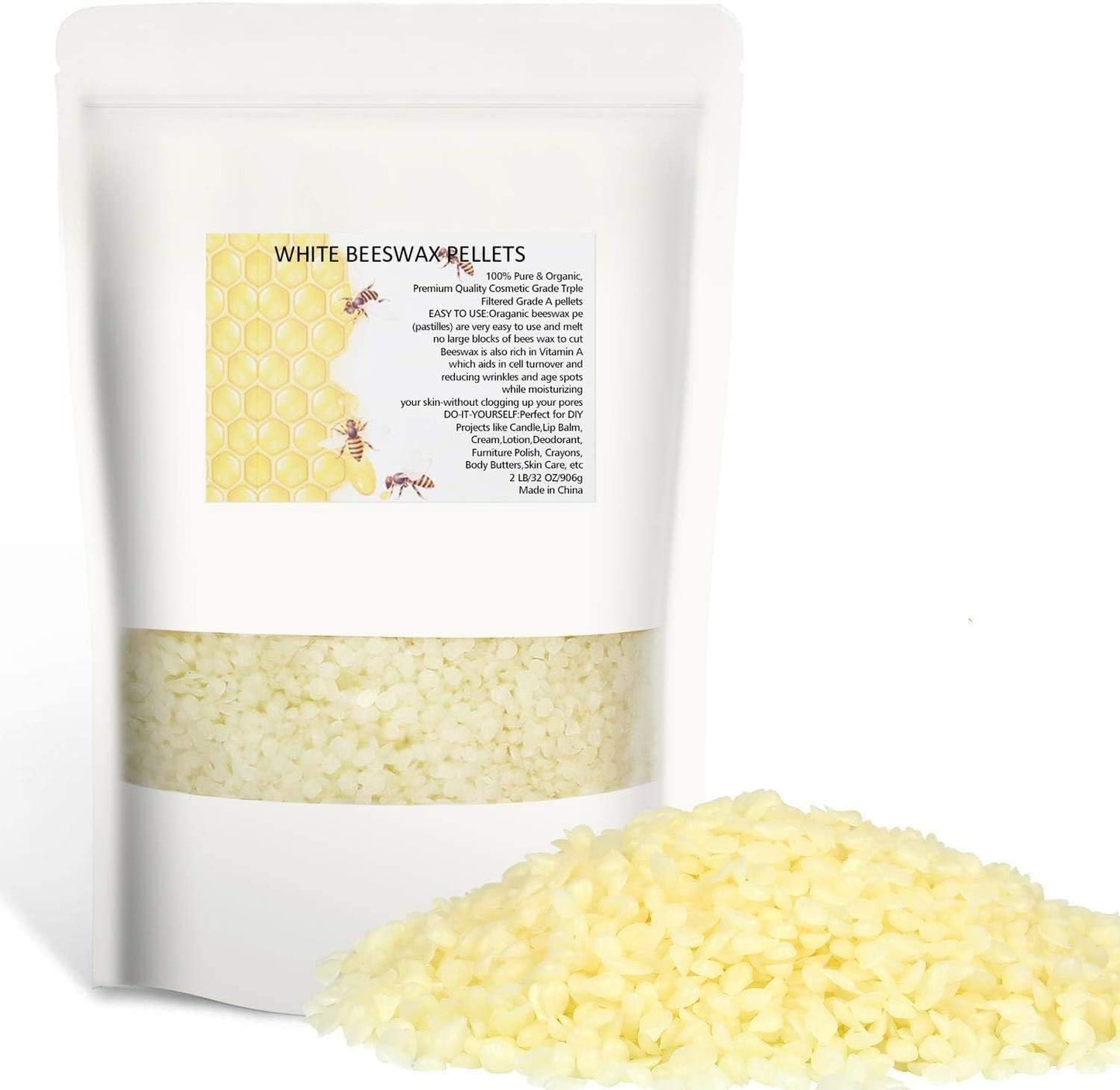 Pure White Beeswax Pellets for DIY Skin Care
