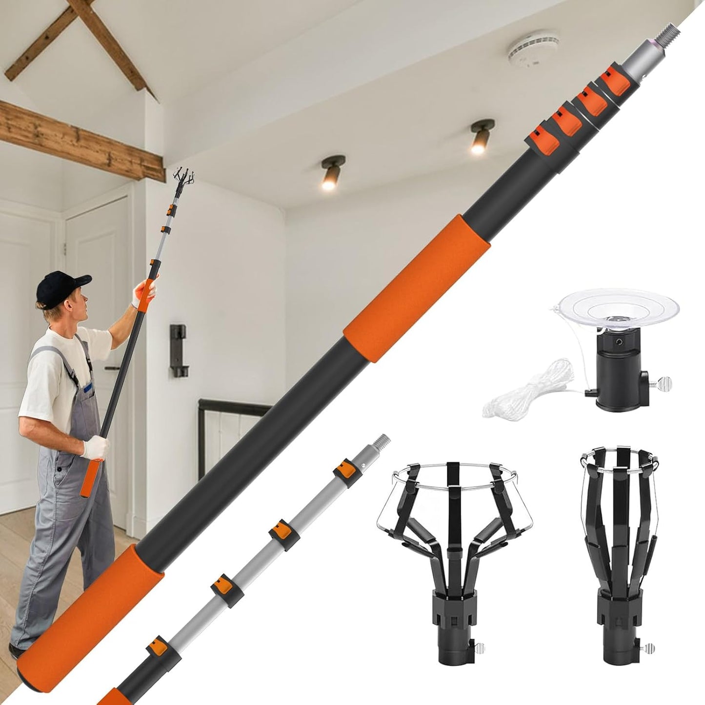 26FT Reach Light Bulb Changer for High Ceilings with Extension Pole