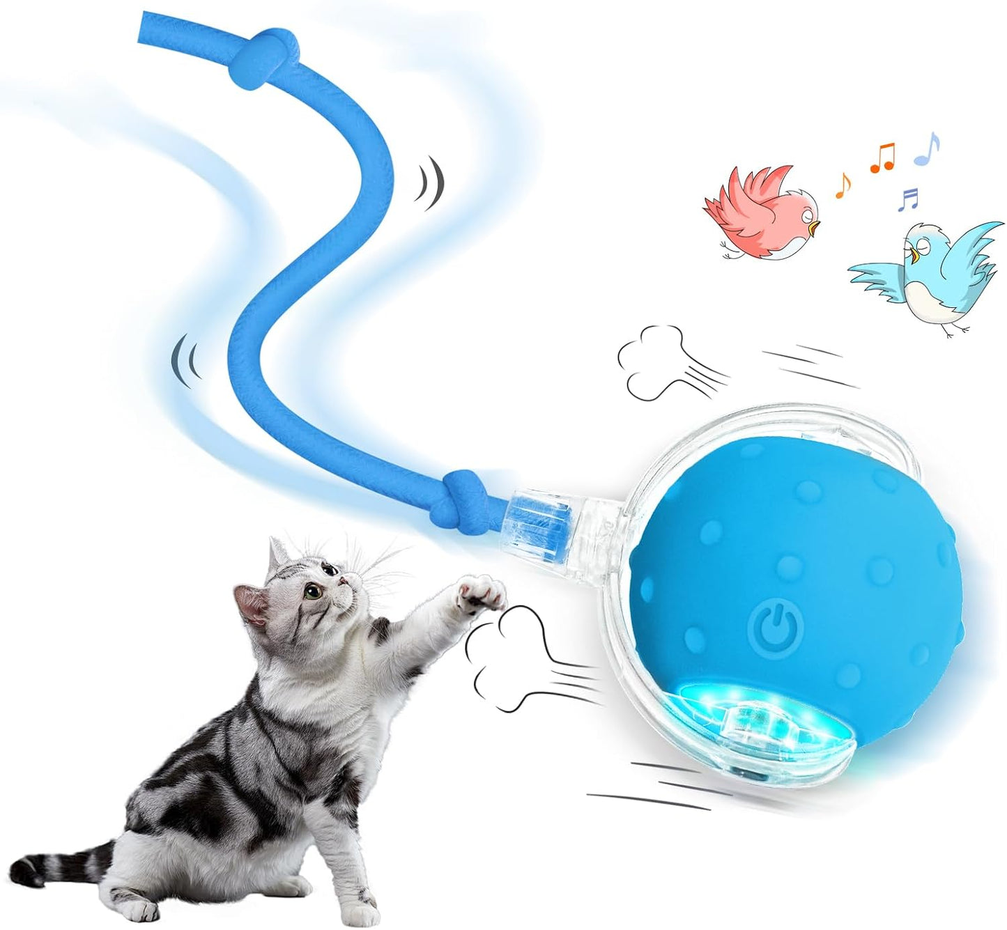 Fast-Chirping Rolling Cat Toy Ball