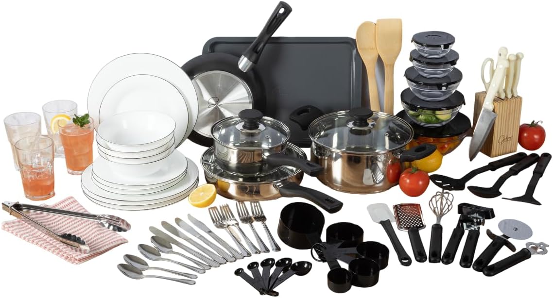 Gibson Home 74 Piece Kitchen in a Box Cookware and Utensils Set
