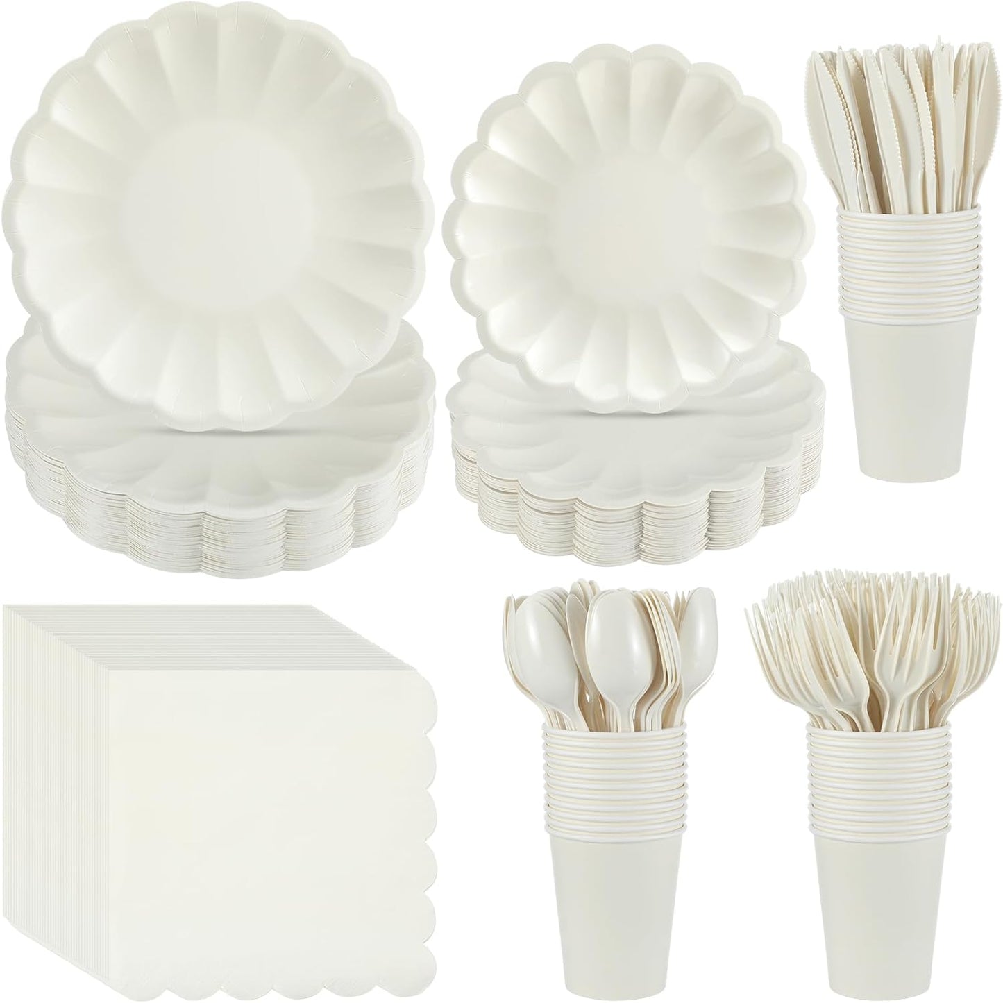 Newtay 350 Pcs Scalloped Paper Plates for Elegant Parties
