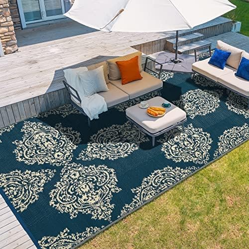 wikiwiki Outdoor Rug 8x10ft Waterproof Reversible Mat for All