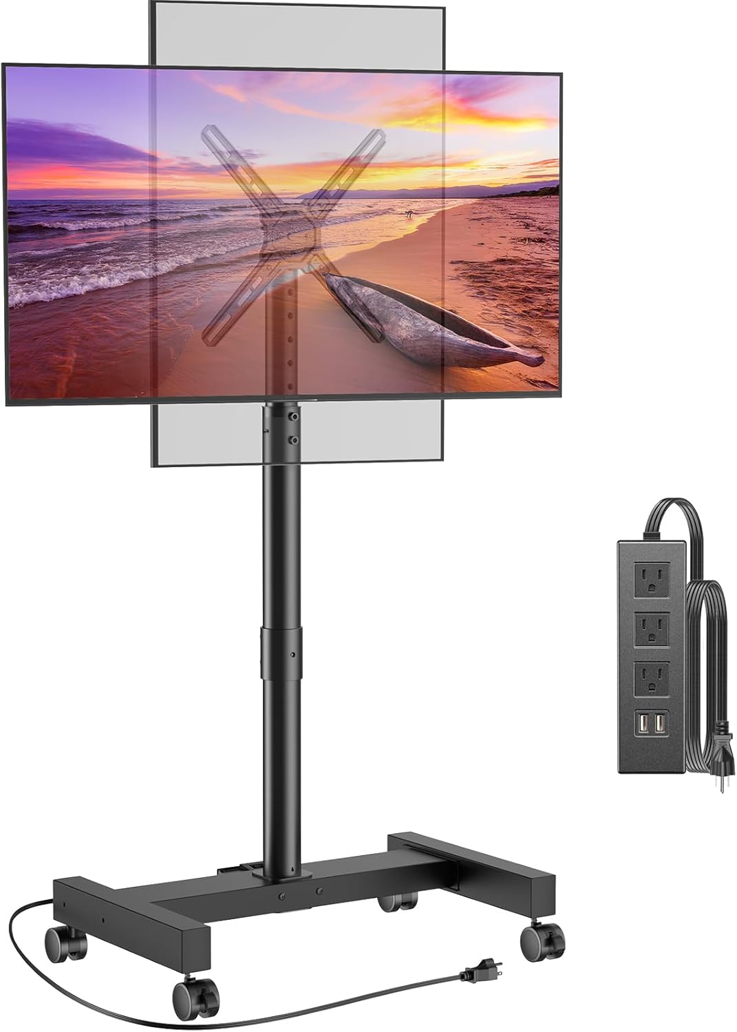 Perlegear Rolling TV Stand with Power Outlet for 26-50 Inch TVs