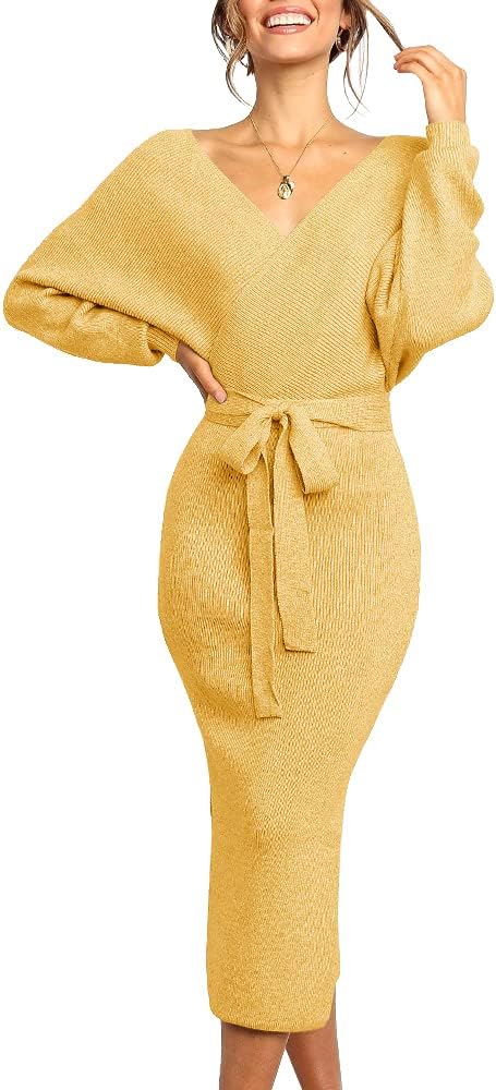 Chang Yun Women's Long Maxi Sweater Dress with Sexy Wrap Style