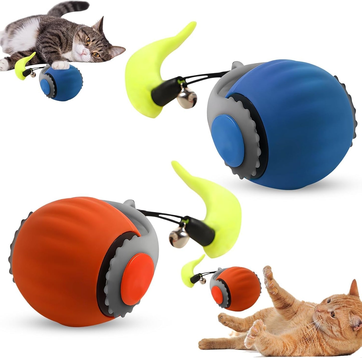 Automatic Smart Cat Toy, 2 Pack, Tail Ball, 2 Speeds