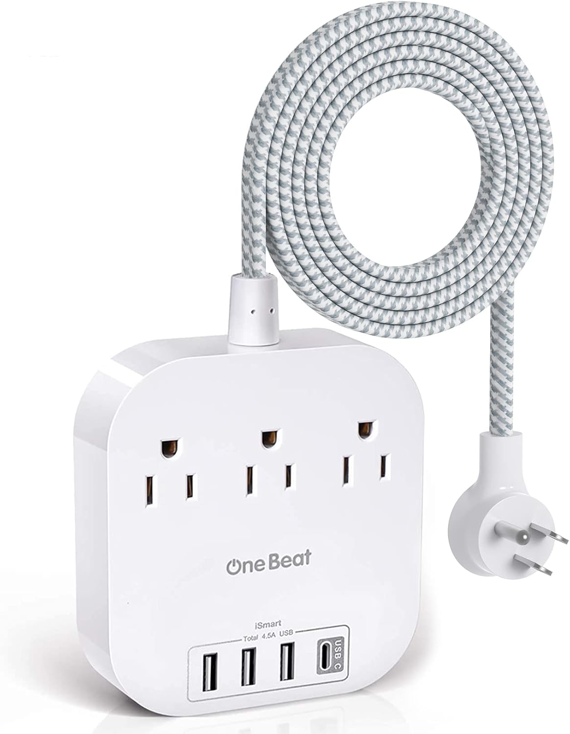 Compact Power Strip with USB-C & 4 USB Ports