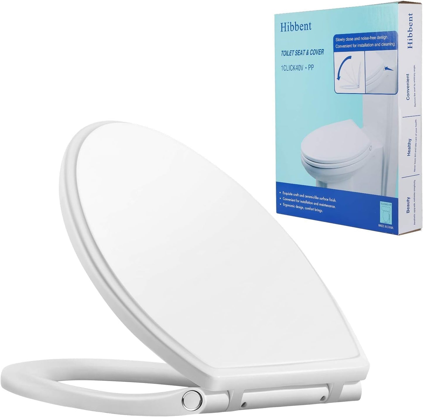 Hibbent Premium Round Toilet Seat with Quiet Close Feature