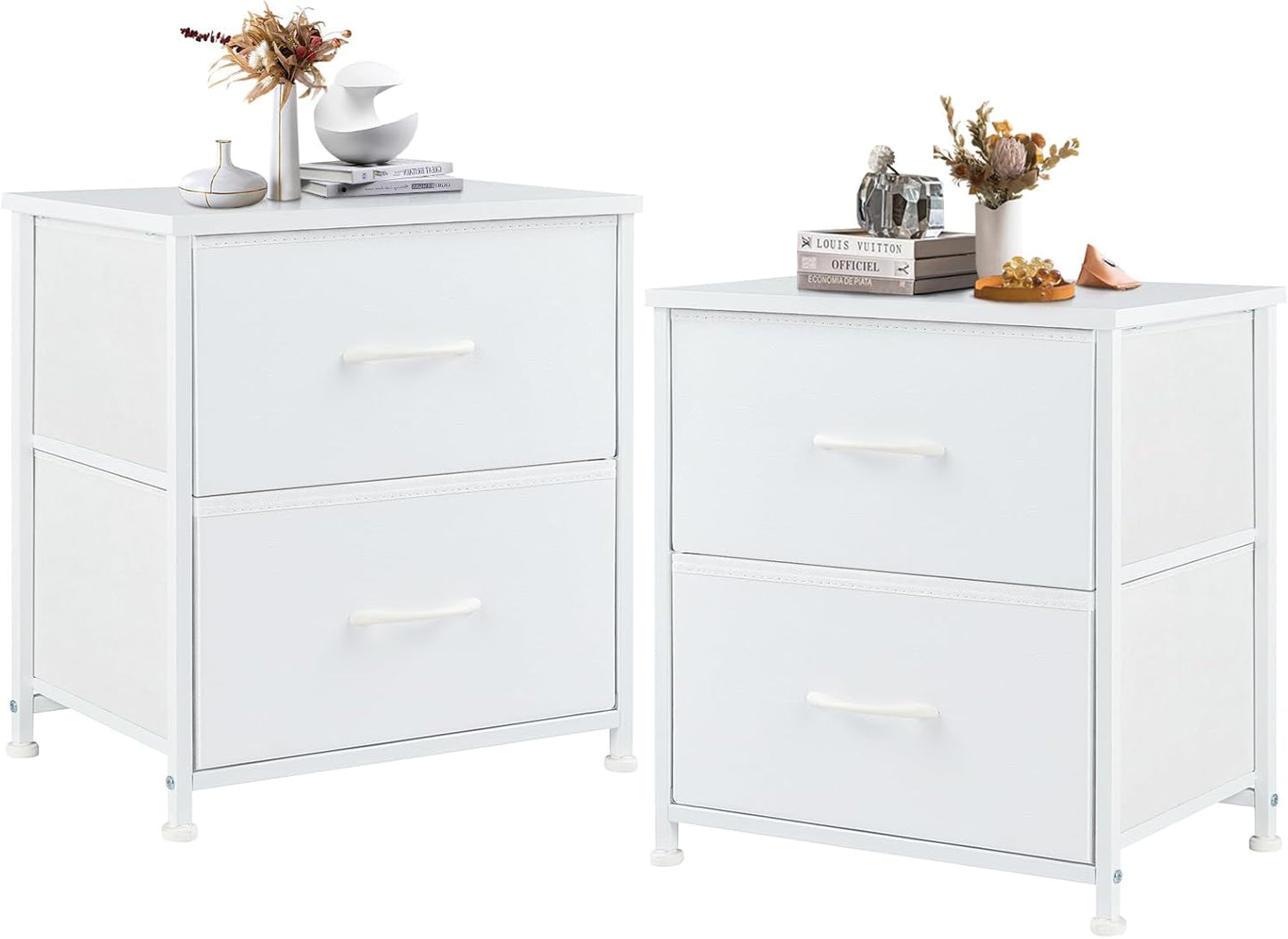 DUMOS Nightstand Small Dresser with 2 Fabric Drawers for Storage