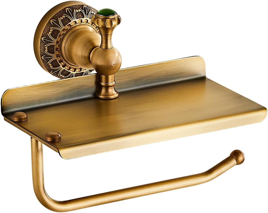 Vintage Bathroom Toilet Paper Holder with Shelf by NEWRAIN