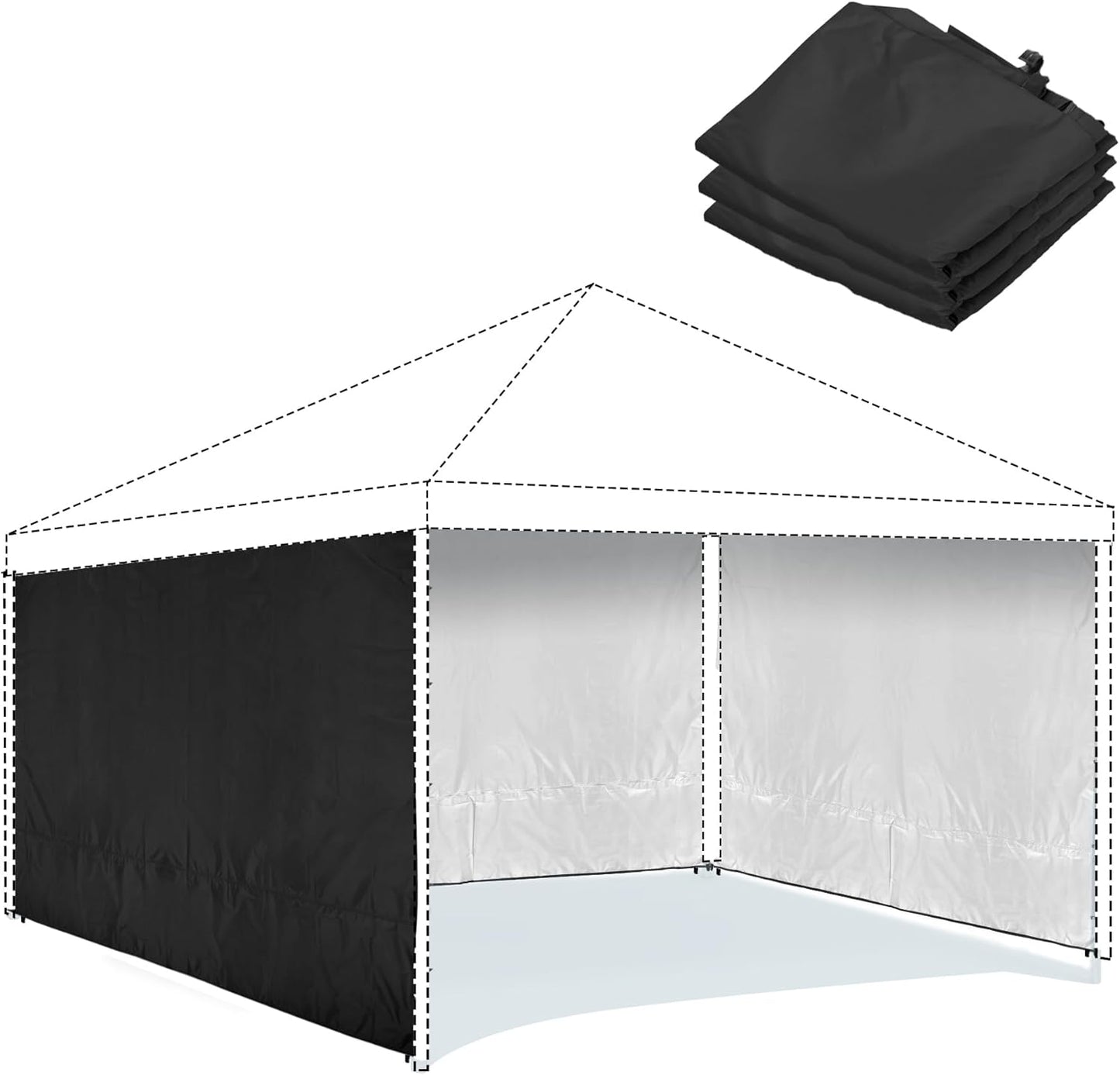 Sun Protection Upgrade: 10x6.2ft Black Sidewalls 3-Pack