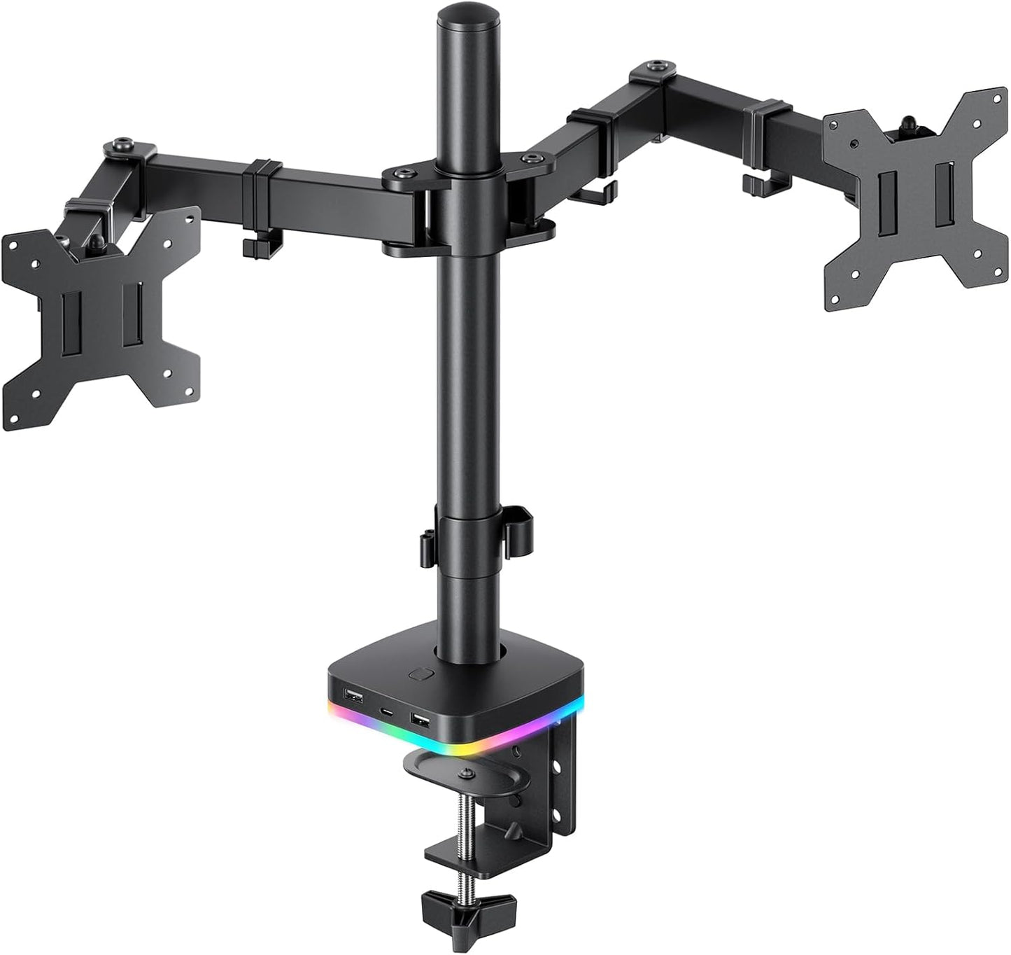 RGB Dual Monitor Stand for Fully Adjustable Screens and More