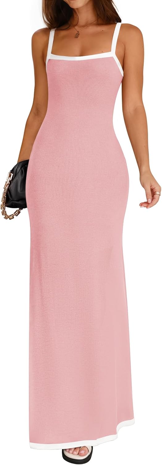 ZESICA Women's Summer Spaghetti Straps Maxi Dress for Beach