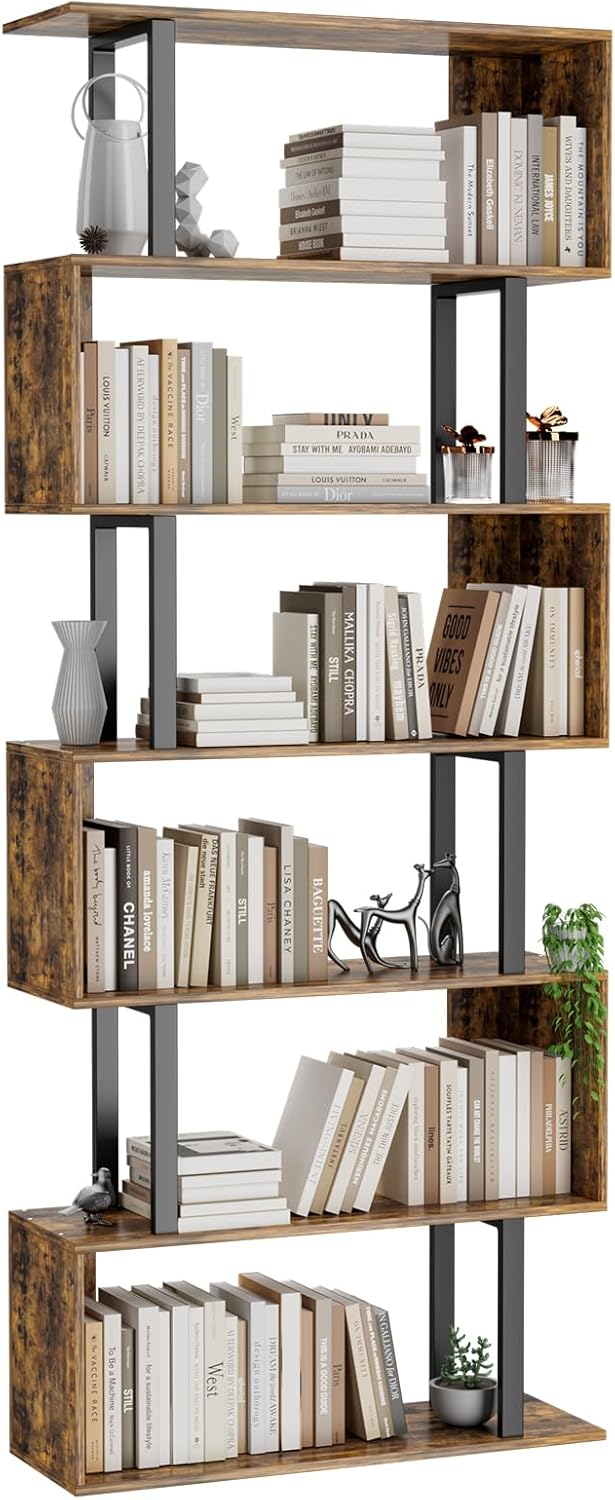 Gadroad 6 Tier Geometric Bookcase for Stylish Home Storage