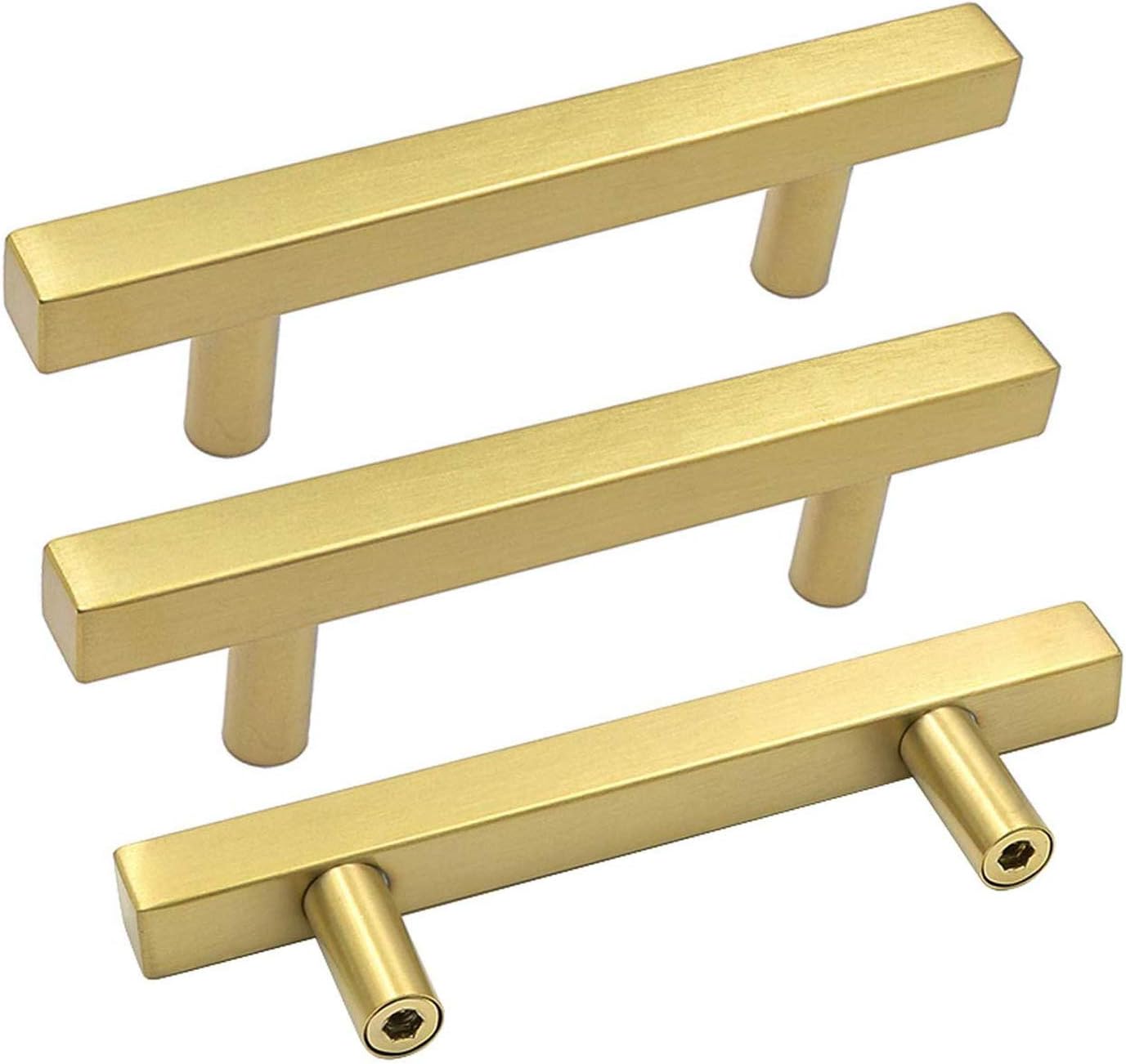 Brushed Brass Cabinet Pulls - 20 Pack Gold Drawer Handles