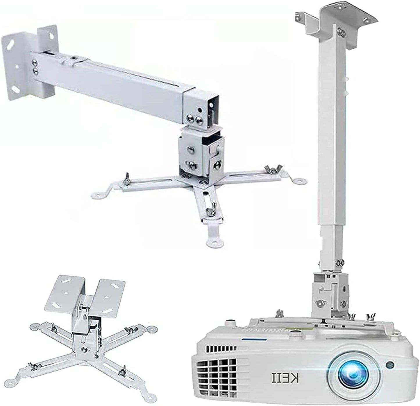 Adjustable White Projector Mount - Securely Holds up to 33 lbs