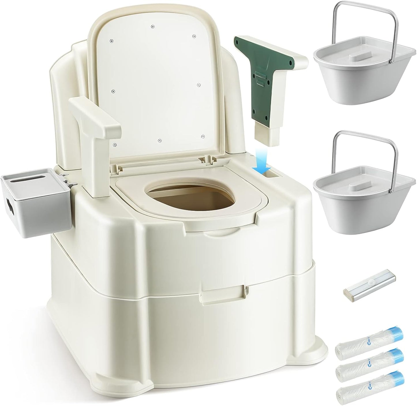 Hybodies Portable Commode: Adjustable, Induction Night Light
