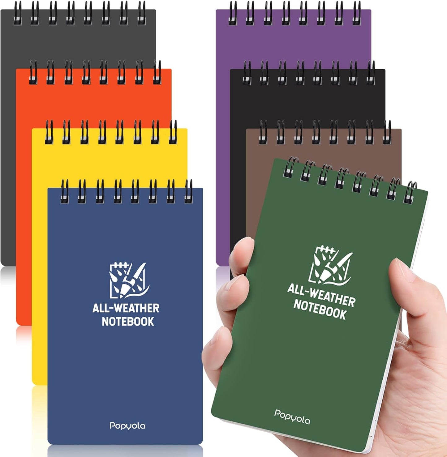8 Pack Waterproof Pocket Notebooks - All Weather, 100 Lined Pages