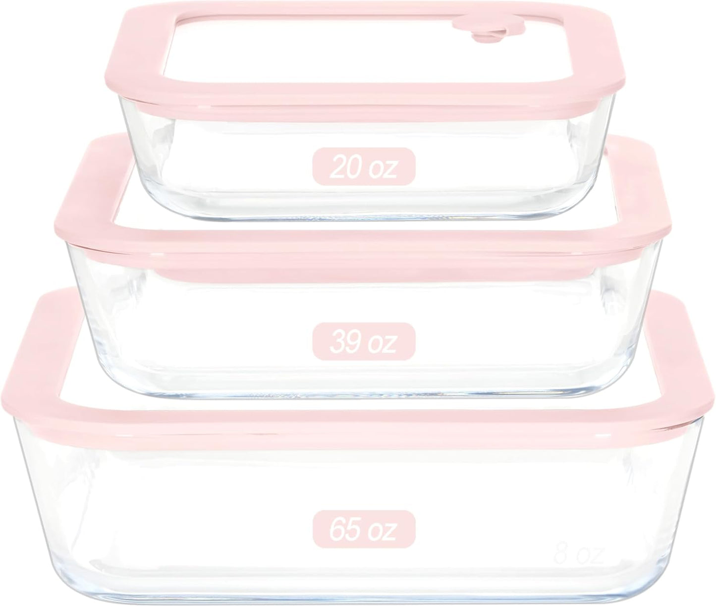 Urban Green Glass Food Container Set with Silicone Lids, 3 Pack