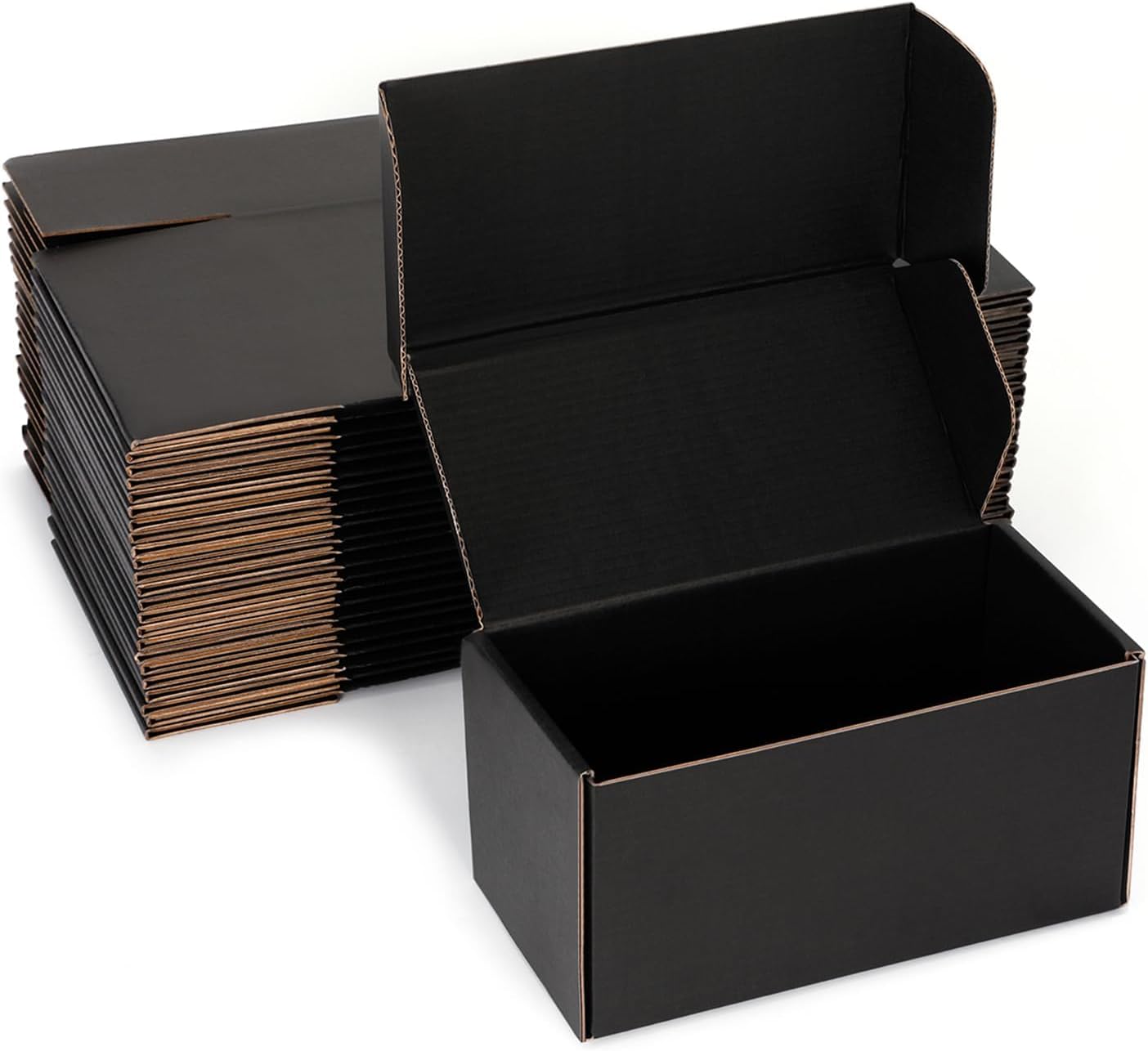 Small Shipping Boxes 8x4x4 Inch - Sturdy Black Corrugated Boxes
