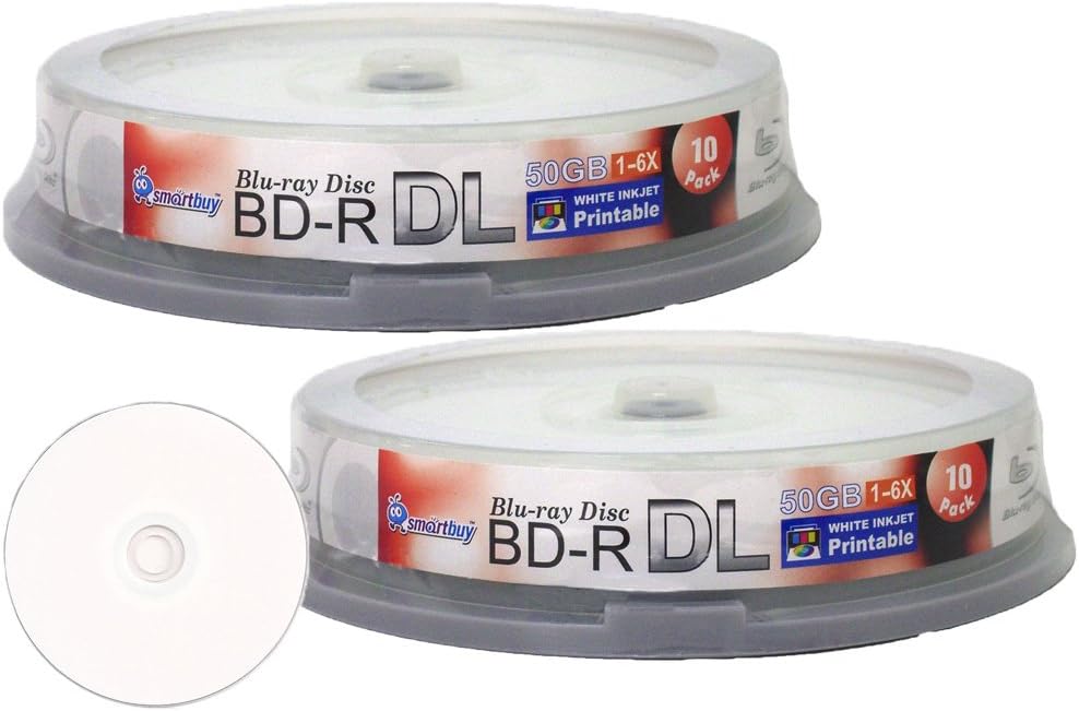 Smartbuy 50GB Blu-ray BD-R DL Discs for High-Quality Storage