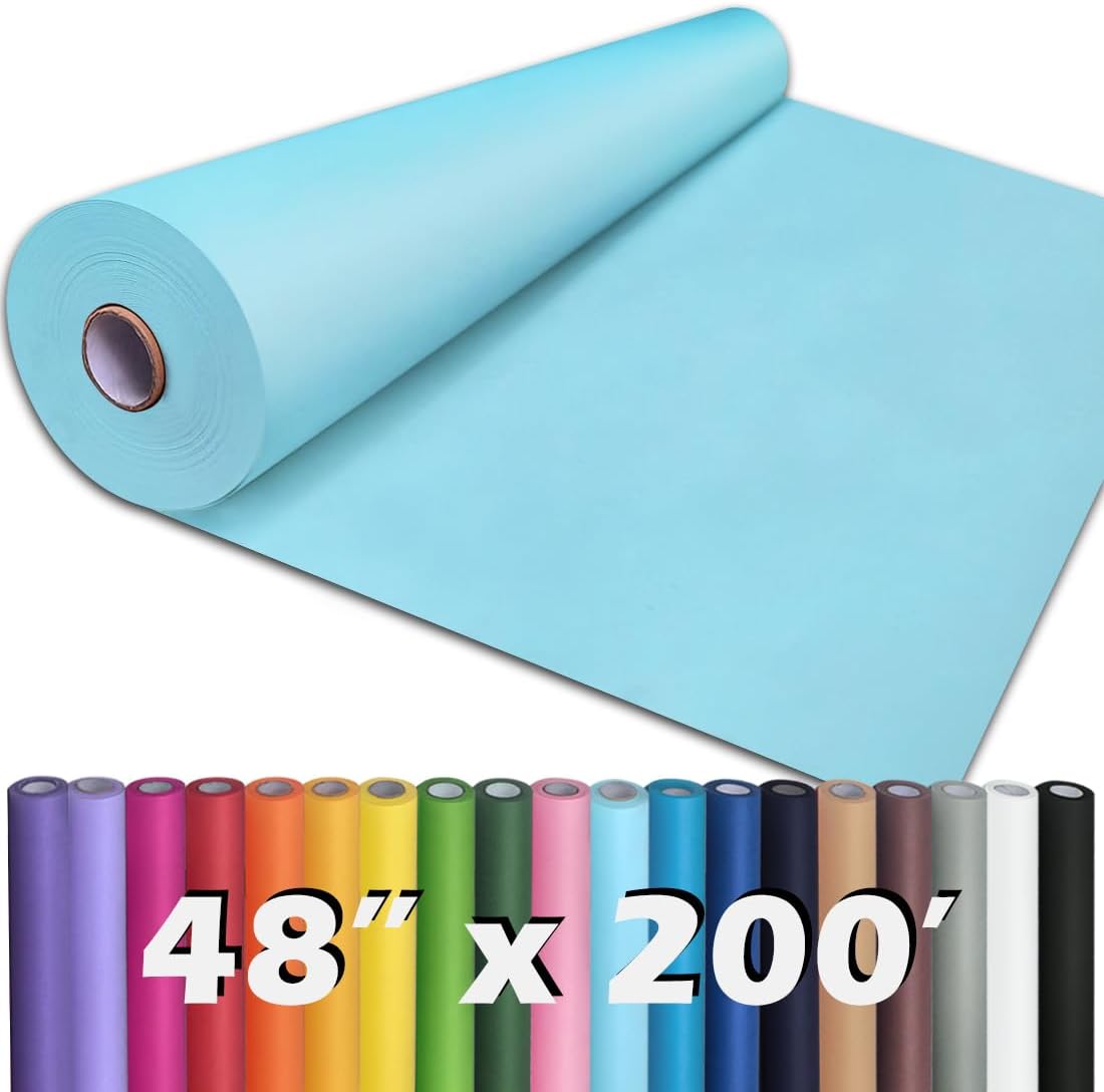 PerkHomy Light Blue Kraft Paper Roll for Crafting and Wrapping