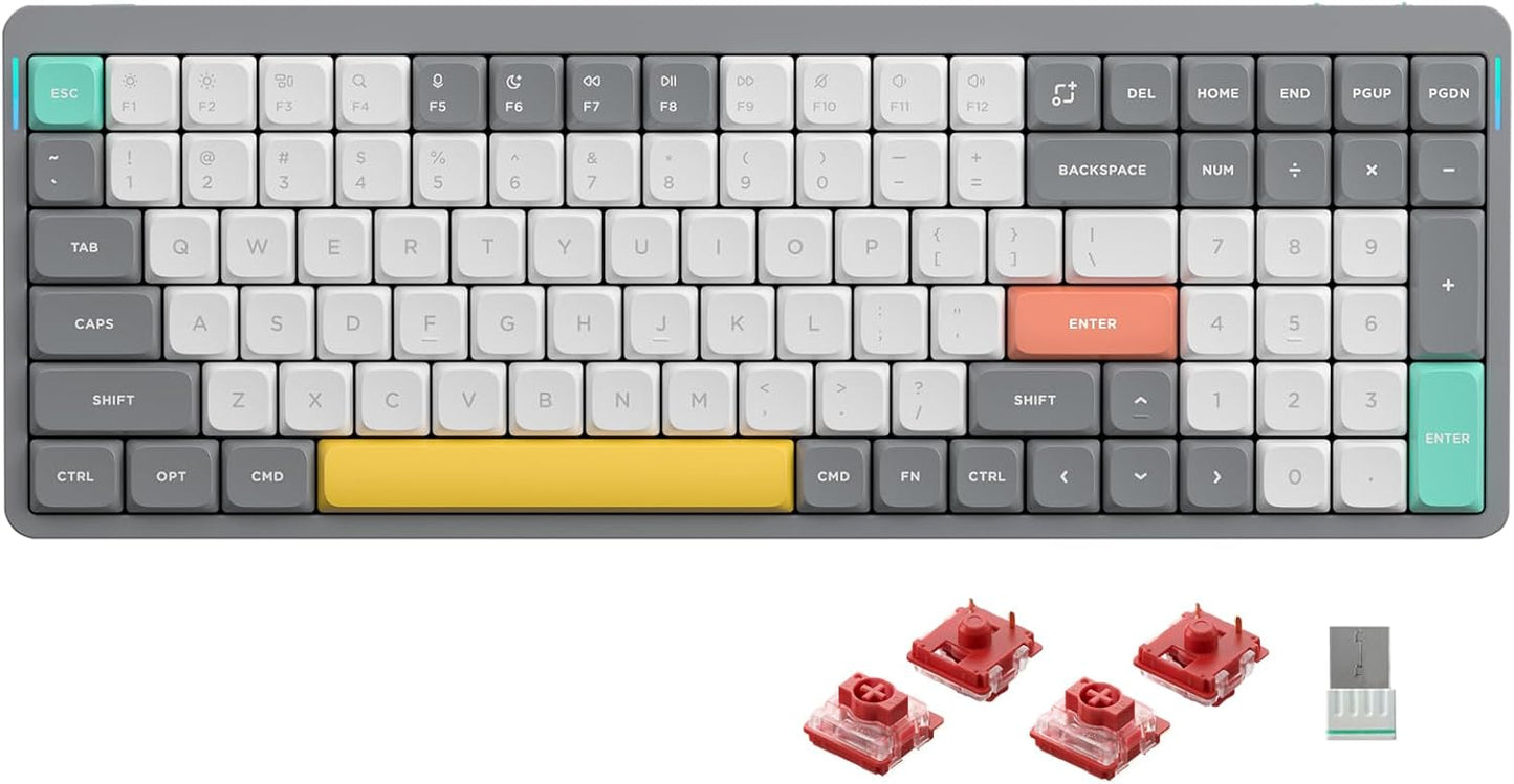 nuphy Air96 V2 Wireless Mech Keyboard - Ultra Versatile Connectivity, Gray Gateron Switch