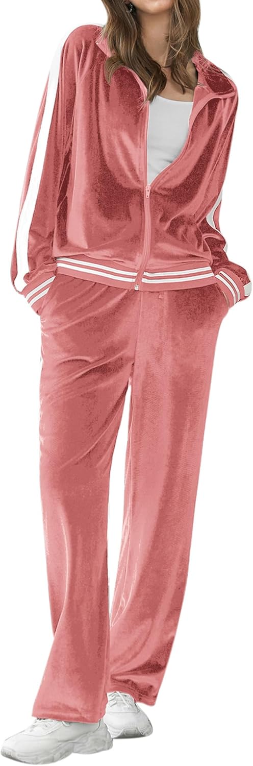 Ekouaer Women's Velvet Velor Tracksuits for Cozy Comfort