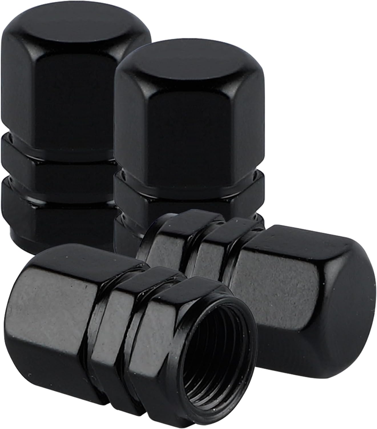 Dustproof Aluminum Valve Caps - 4PCS Black