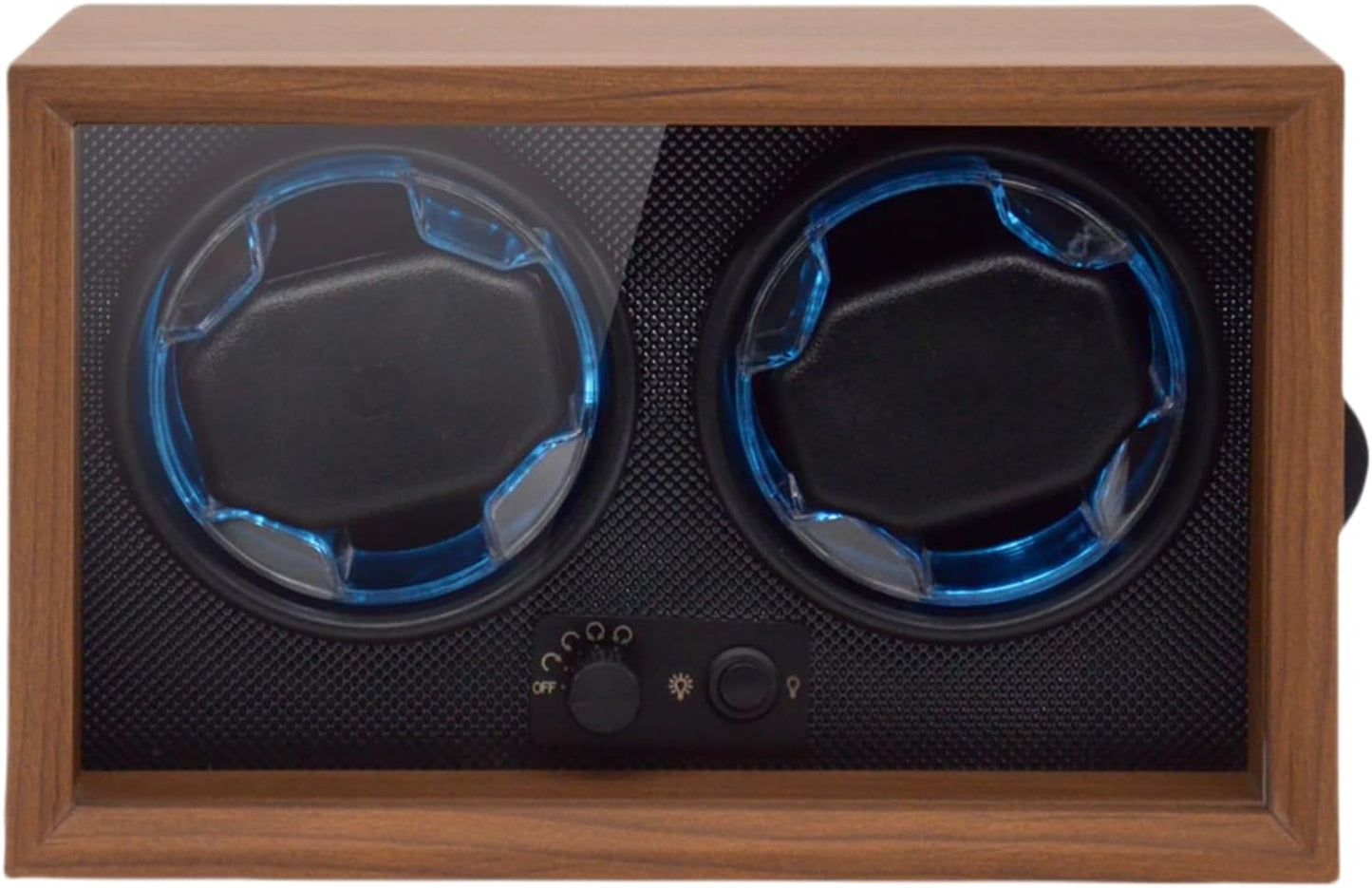 ZOEJOE Double Watch Winder - 4 Modes, USB Power, Black Walnut Finish