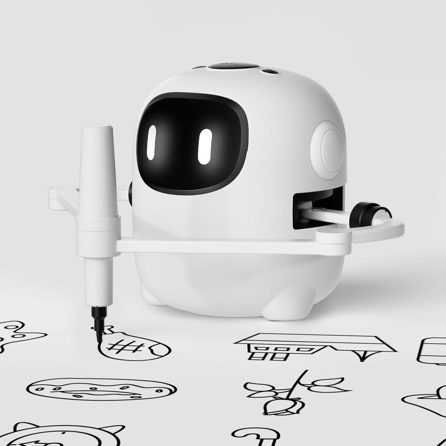 Interactive Drawing Robot - 150 Cards, Educational Voice Prompts, Montessori Learning Toy (Black)