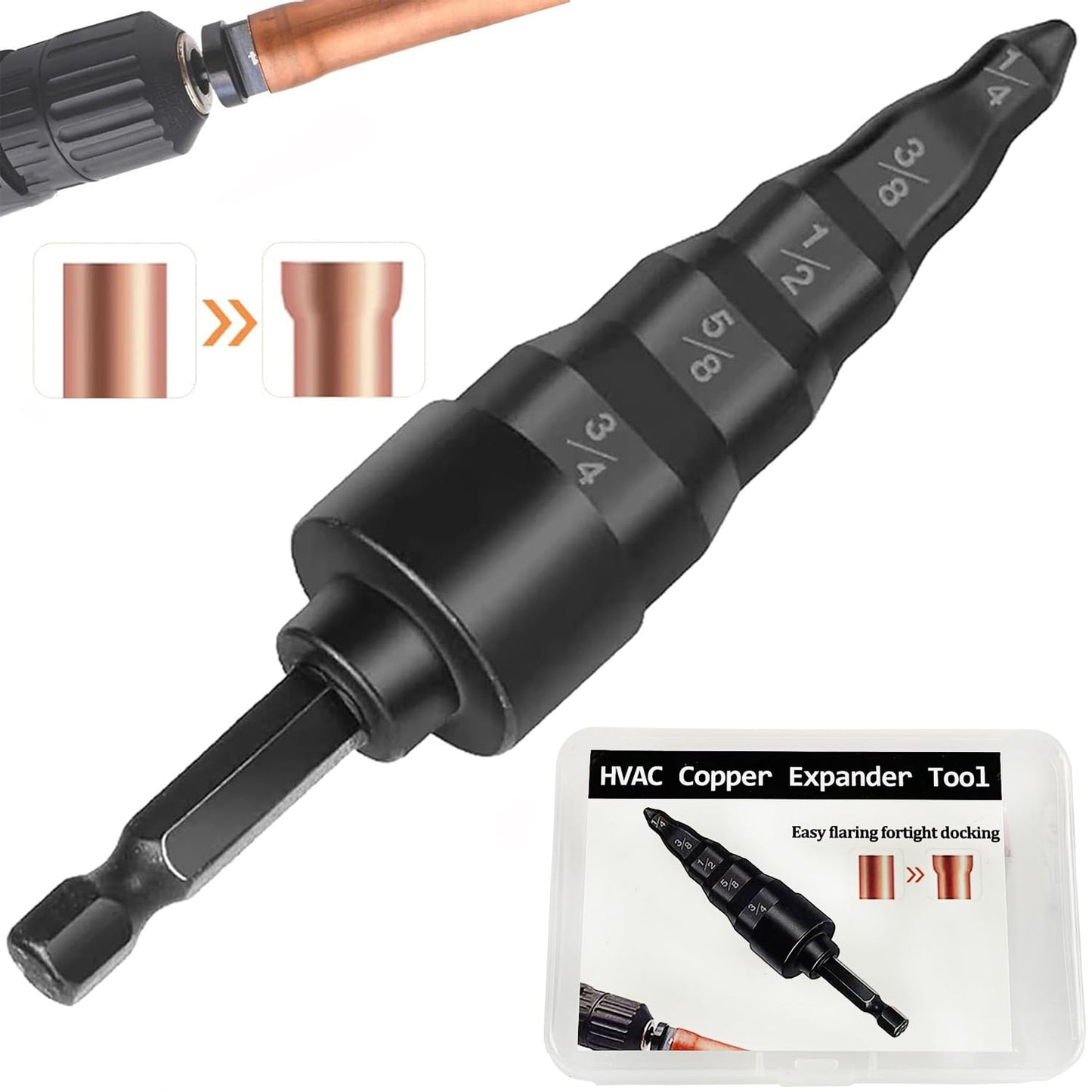 5-in-1 HVAC Swaging Drill Set - Precision Copper Pipe Expander