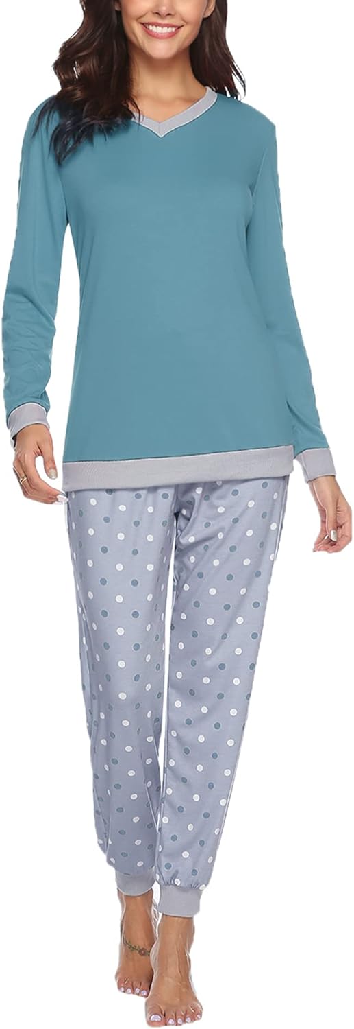 Soft Womens Pajama Sets Cotton Long Sleeve Pj Sets for Comfort