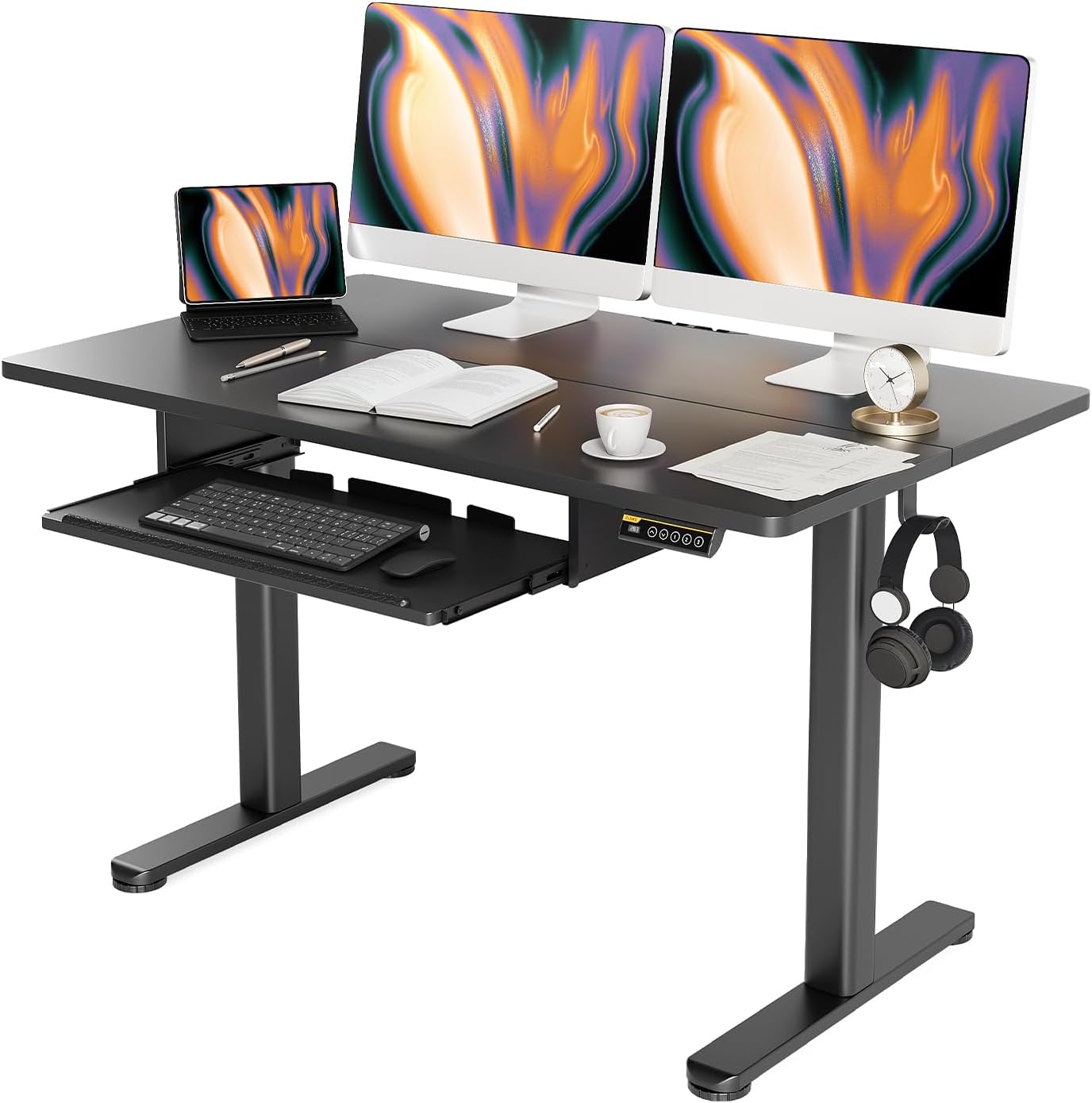 Claiks Adjustable Height Standing Desk with Keyboard Tray