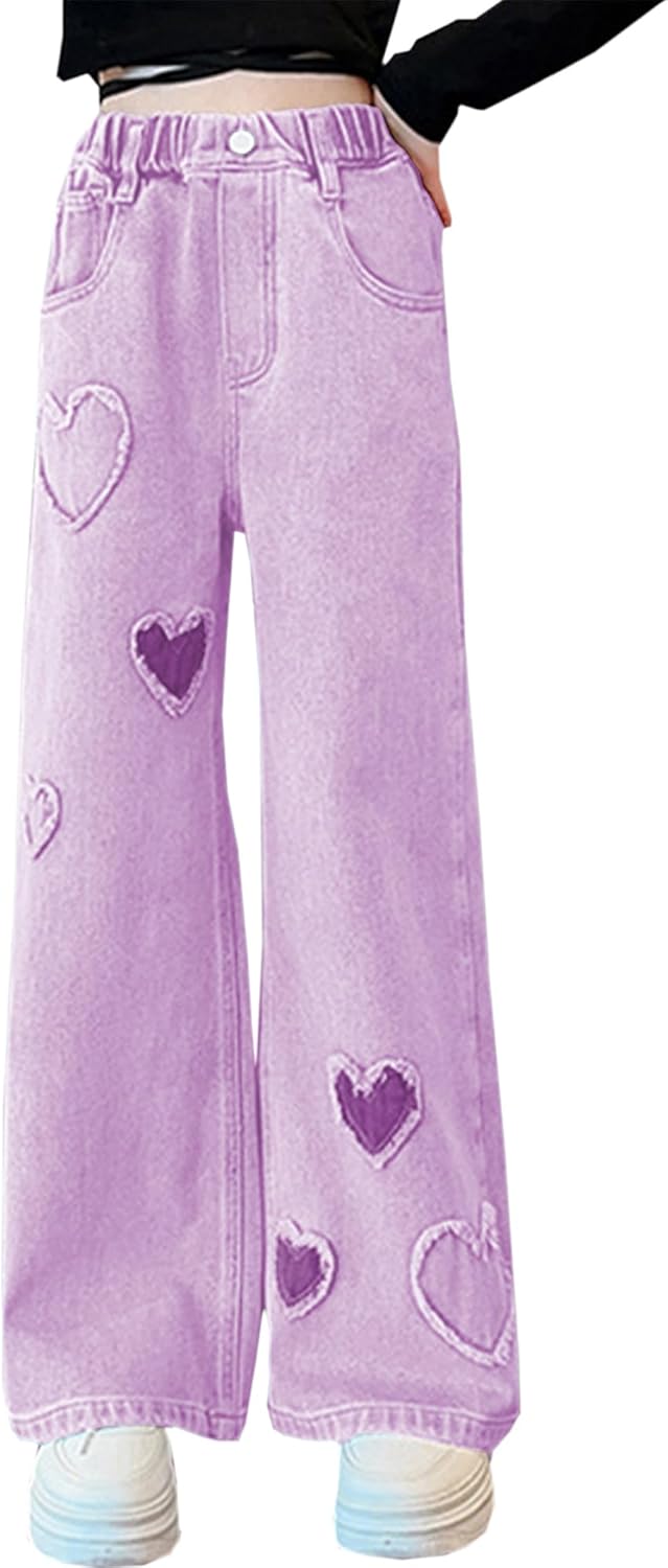 Baggy Jeans for Girls - Stylish Wide Leg Denim Pants for Kids