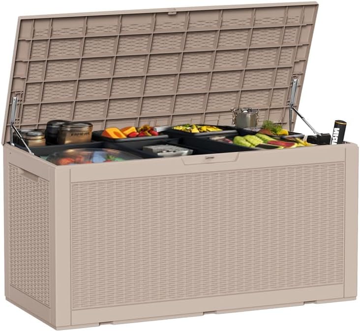 ROJIK Outdoor Storage Housing Deck Box for Garden Tools & More