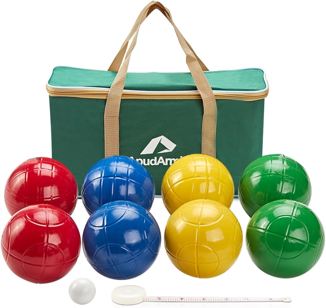 ApudArmis 100mm Bocce Balls Set for Outdoor Family Fun