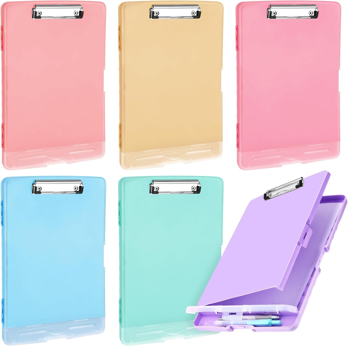 Crtiin 6 Pcs Plastic Clipboard with Storage for Nurses and Teachers