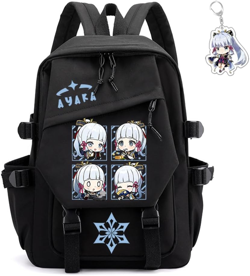 Genshin Impact Backpack Unisex Kawaii Rucksack with Keychain