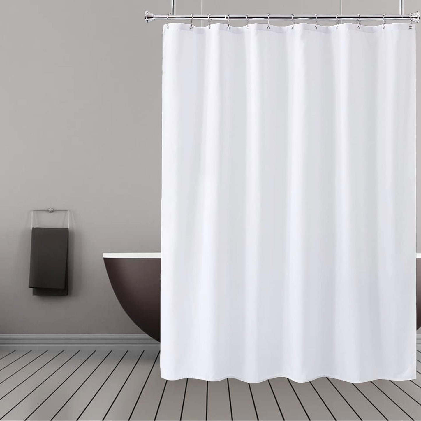 Waterproof White Shower Curtain Liner, Weighted Bottom, Rust Resistant, Hotel Quality - 72x72