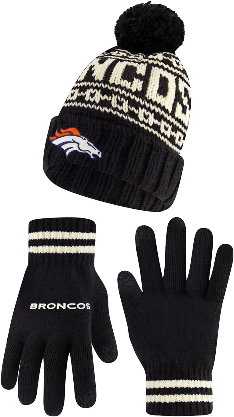 Ultra Game NFL Official Super Soft Cable Knit Beanie & Gloves