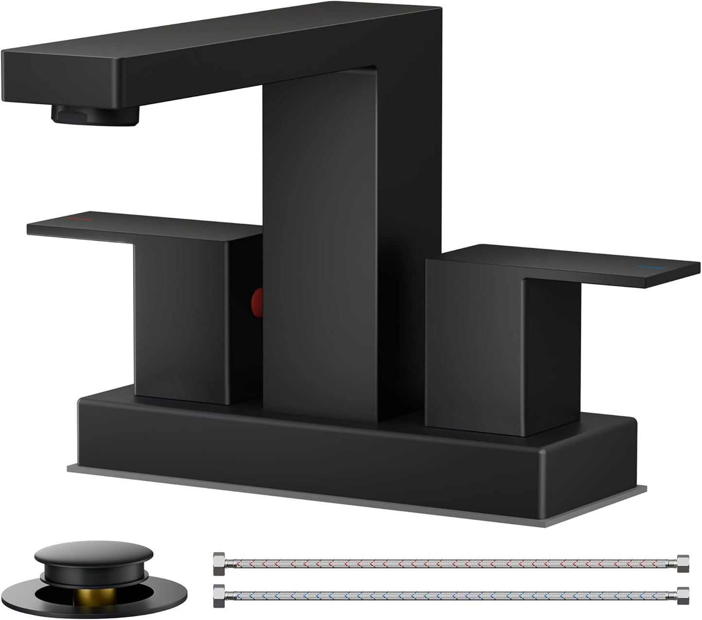 FORIOUS 4 Inch Bathroom Faucet Centerset Black for Modern Spaces