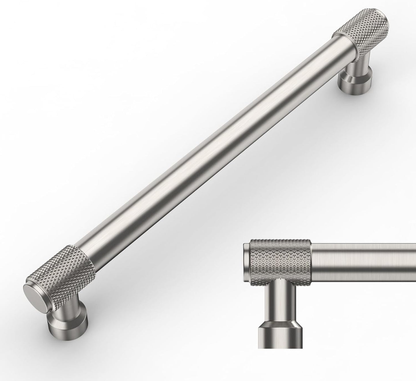 Amerdeco 10 Pack Brushed Satin Nickel Knurled Cabinet Pulls