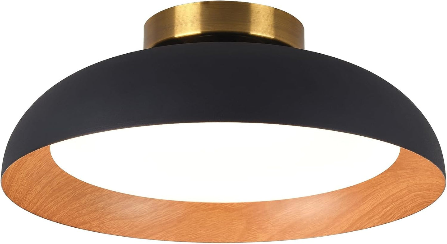 Bargeni Flush Mount Ceiling Light with Wood Accent Design