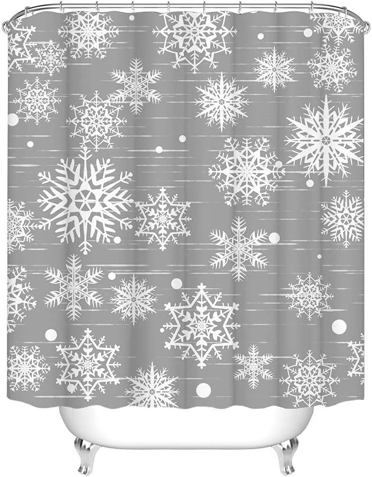 Snowflakes Shower Curtain - Winter Bathroom Decor 72x72